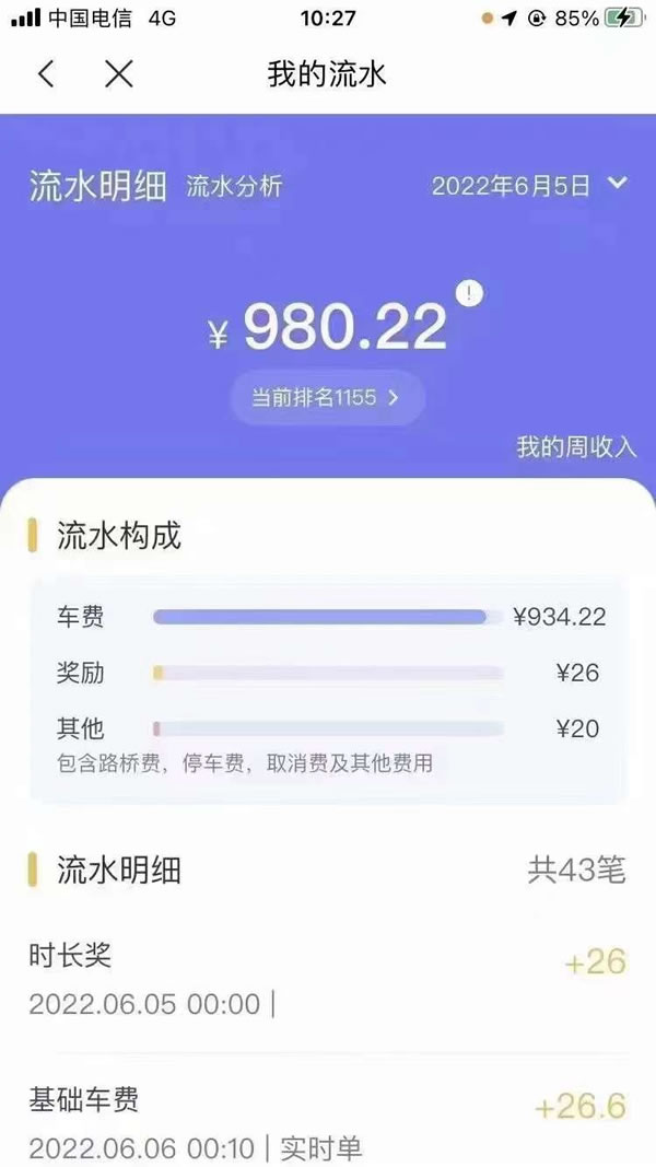 廣州網(wǎng)約車司機(jī)收入流水